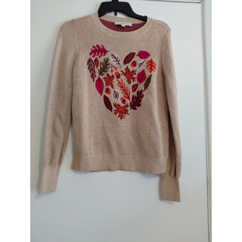Women's Loft Fall Sweater Top Size Small Long Sleeve Knit Fall Colors